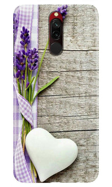 White Heart Mobile Back Case for Xiaomi Redmi 8 (Design - 298)