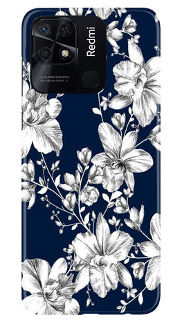 White flowers Blue Background Case for Redmi 10 Power