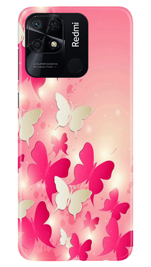 White Pick Butterflies Case for Redmi 10 Power