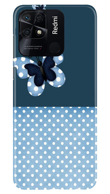 White dots Butterfly Mobile Back Case for Redmi 10C (Design - 31)