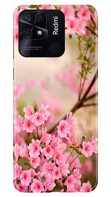 Pink flowers Mobile Back Case for Redmi 10C (Design - 69)