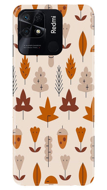Leaf Pattern Art Mobile Back Case for Redmi 10  (Design - 132)