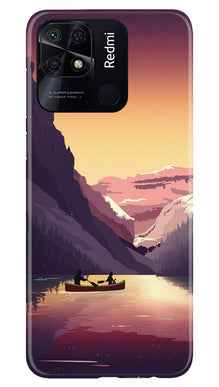 Mountains Boat Mobile Back Case for Redmi 10C (Design - 150)