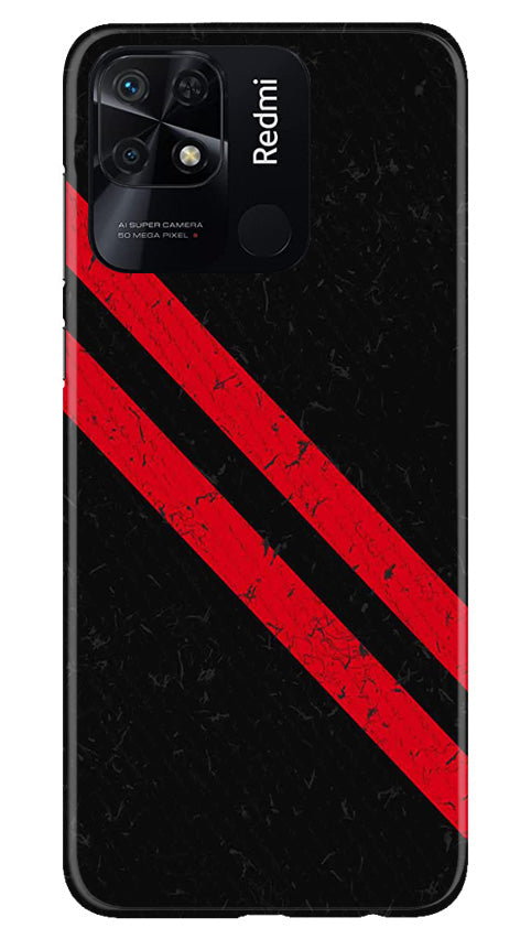 Black Red Pattern Mobile Back Case for Redmi 10C (Design - 332)