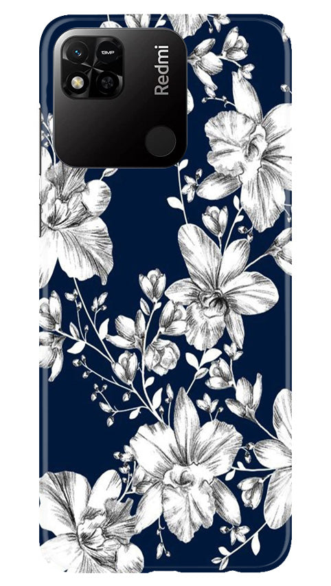 White flowers Blue Background Case for Redmi 10A