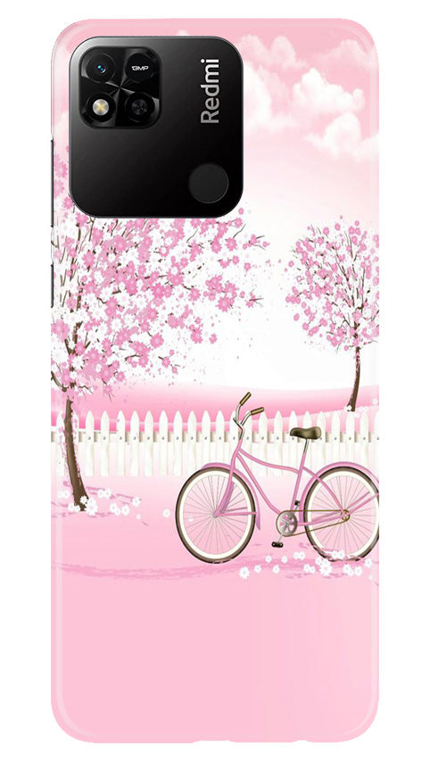 Pink Flowers Cycle Case for Redmi 10A(Design - 102)
