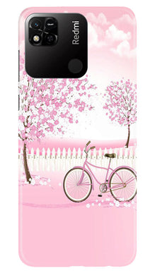 Pink Flowers Cycle Mobile Back Case for Redmi 10A  (Design - 102)