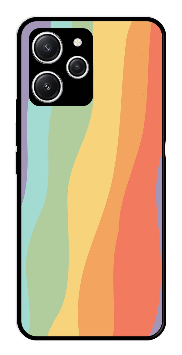 Muted Rainbow Metal Mobile Case for Redmi 12   (Design No -02)