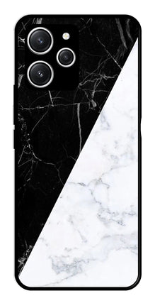 Black White Marble Design Metal Mobile Case for Redmi 12