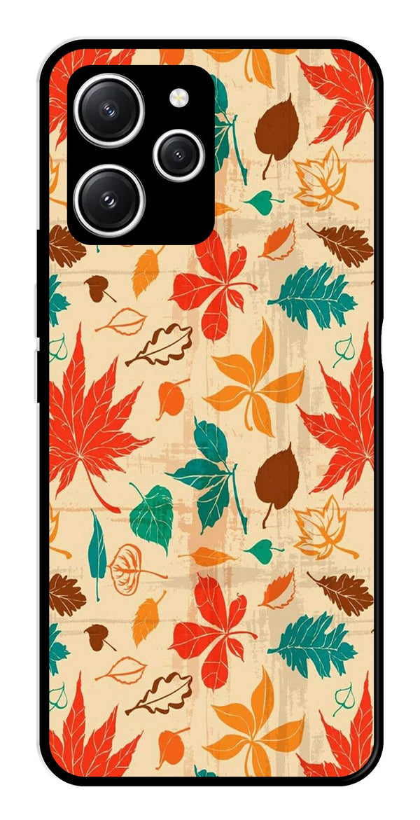 Leafs Design Metal Mobile Case for Redmi 12   (Design No -14)