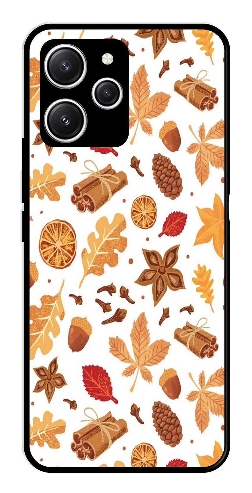Autumn Leaf Metal Mobile Case for Redmi 12   (Design No -19)