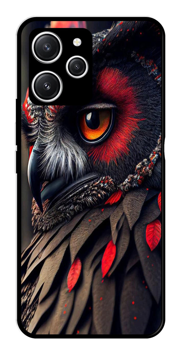 Owl Design Metal Mobile Case for Redmi 12   (Design No -26)