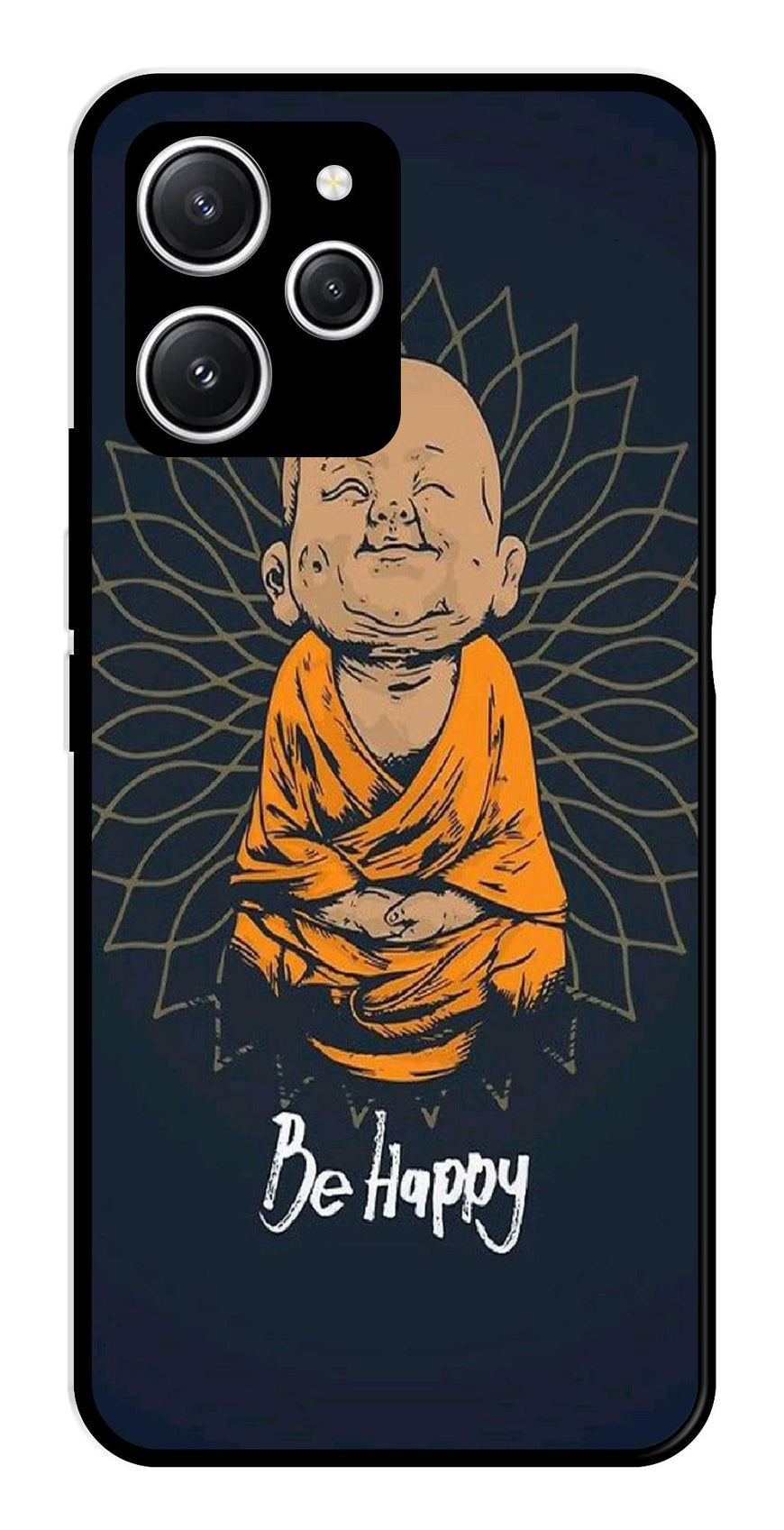 Be Happy Metal Mobile Case for Redmi 12   (Design No -27)