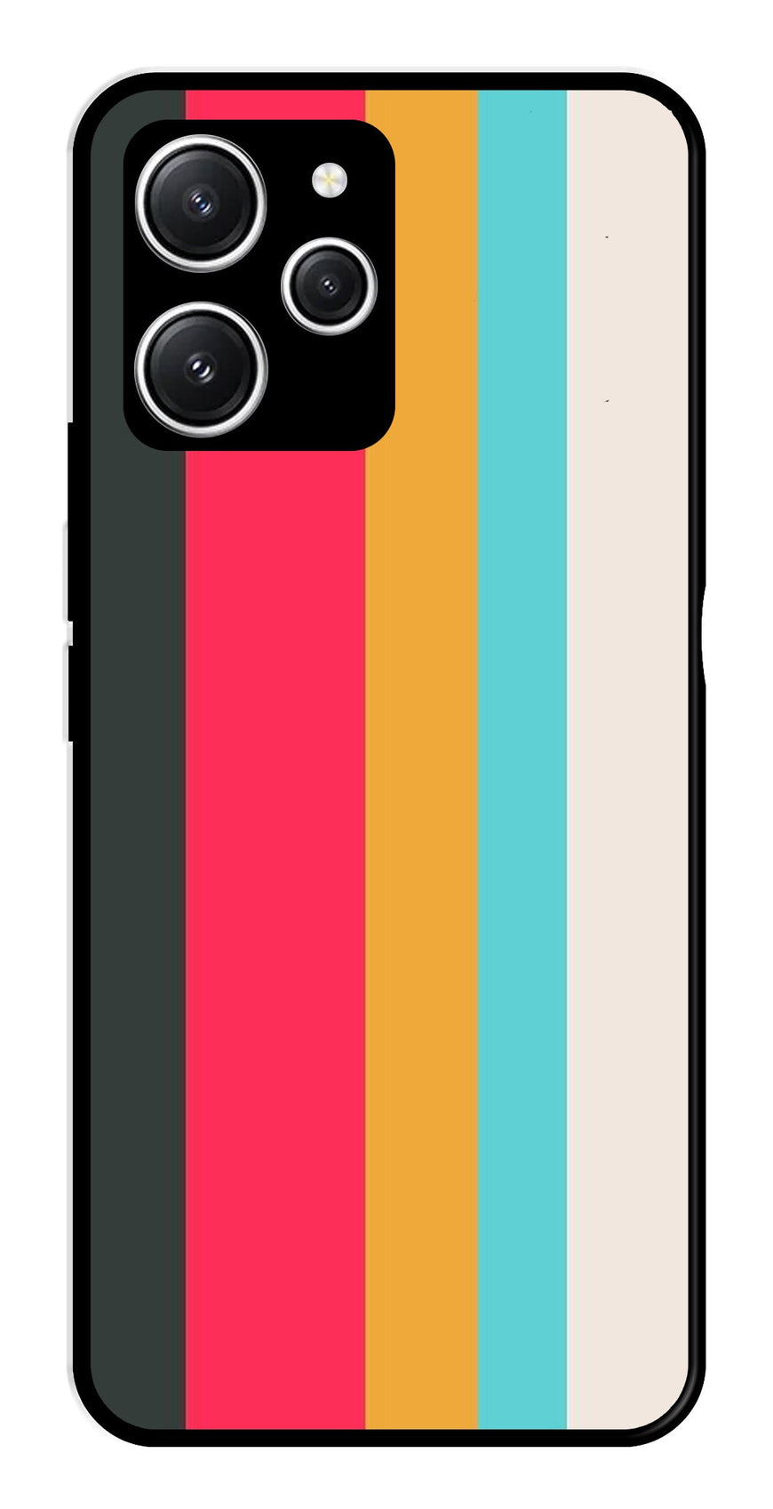 Muted Rainbow Metal Mobile Case for Redmi 12   (Design No -31)