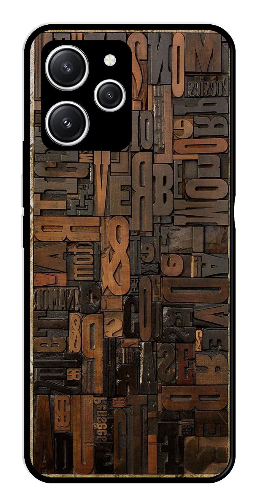 Alphabets Metal Mobile Case for Redmi 12   (Design No -32)