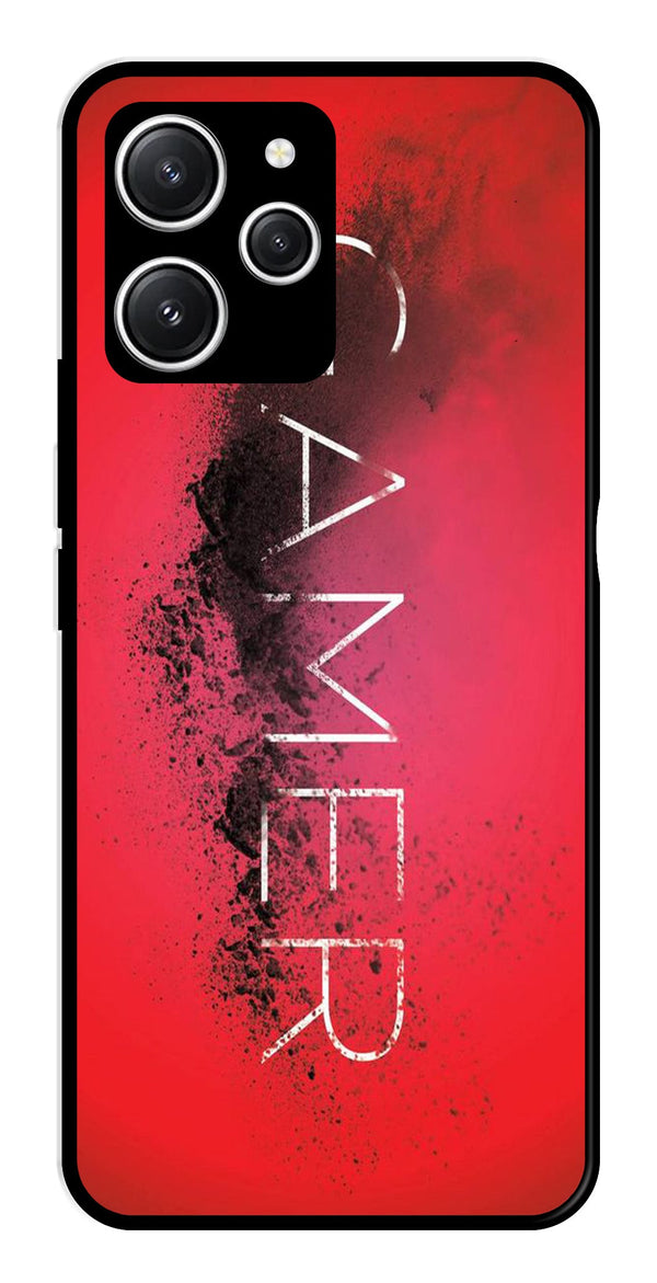 Gamer Pattern Metal Mobile Case for Redmi 12   (Design No -41)