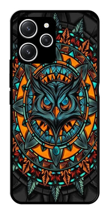 Owl Pattern Metal Mobile Case for Redmi 12