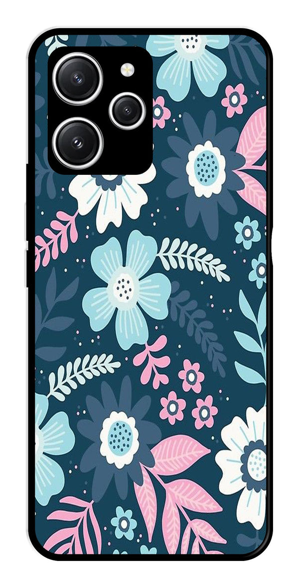 Flower Leaves Design Metal Mobile Case for Redmi 12   (Design No -50)