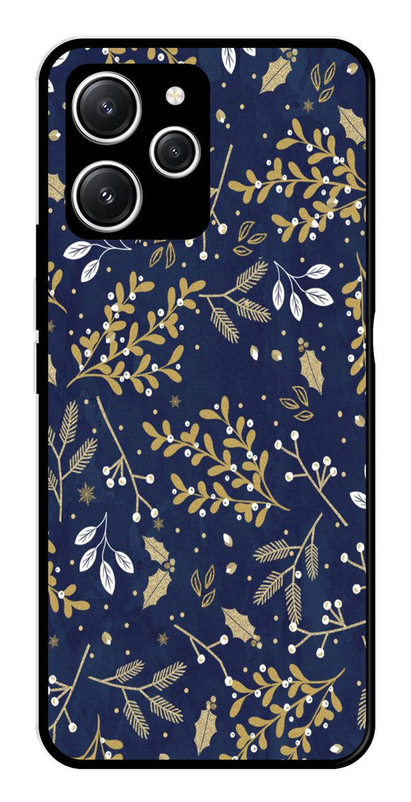 Floral Pattern  Metal Mobile Case for Redmi 12   (Design No -52)