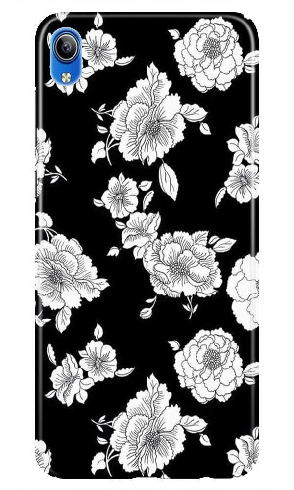 White flowers Black Background Case for Redmi 7a