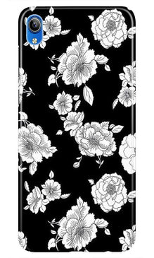 White flowers Black Background Mobile Back Case for Redmi 7a (Design - 9)
