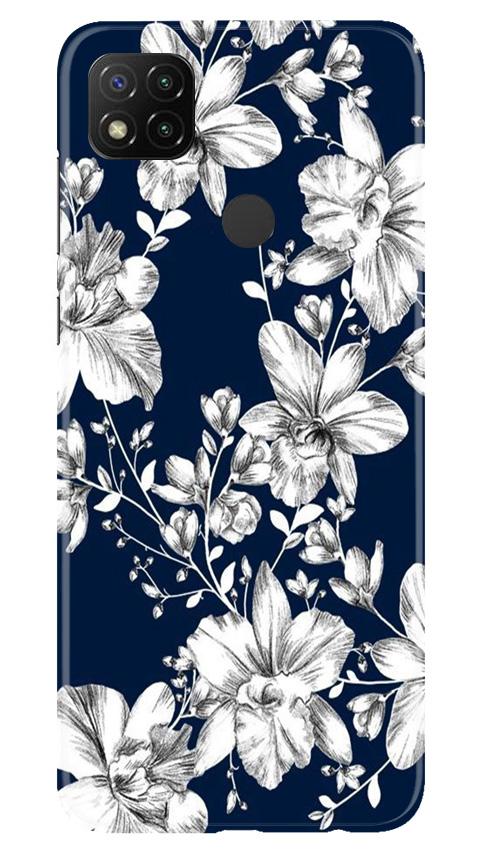White flowers Blue Background Case for Xiaomi Redmi 9c