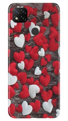 Red White Hearts Mobile Back Case for Xiaomi Redmi 9c  (Design - 105)