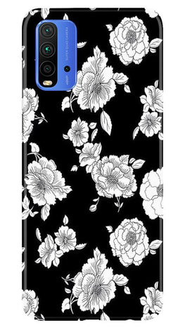 White flowers Black Background Case for Redmi 9 Power