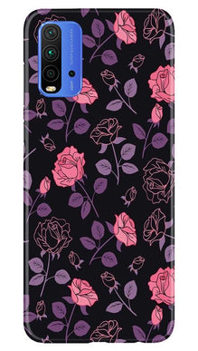 Rose Black Background Mobile Back Case for Redmi 9 Power (Design - 27)