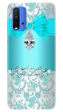 Shinny Blue Background Mobile Back Case for Redmi 9 Power (Design - 32)