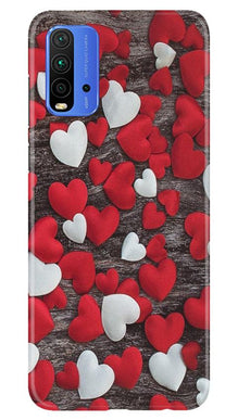 Red White Hearts Mobile Back Case for Redmi 9 Power  (Design - 105)