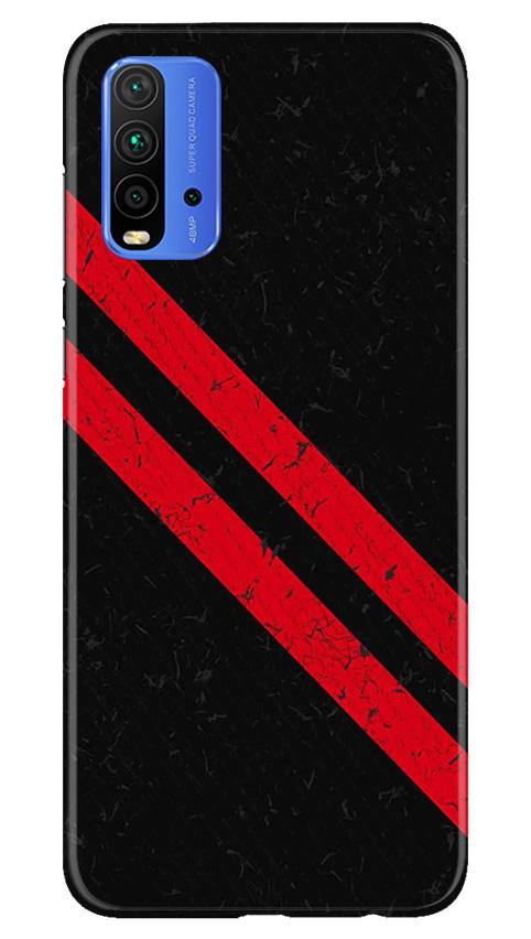 Black Red Pattern Mobile Back Case for Redmi 9 Power (Design - 373)