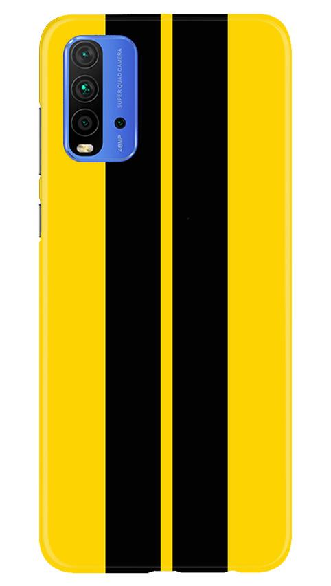 Black Yellow Pattern Mobile Back Case for Redmi 9 Power (Design - 377)