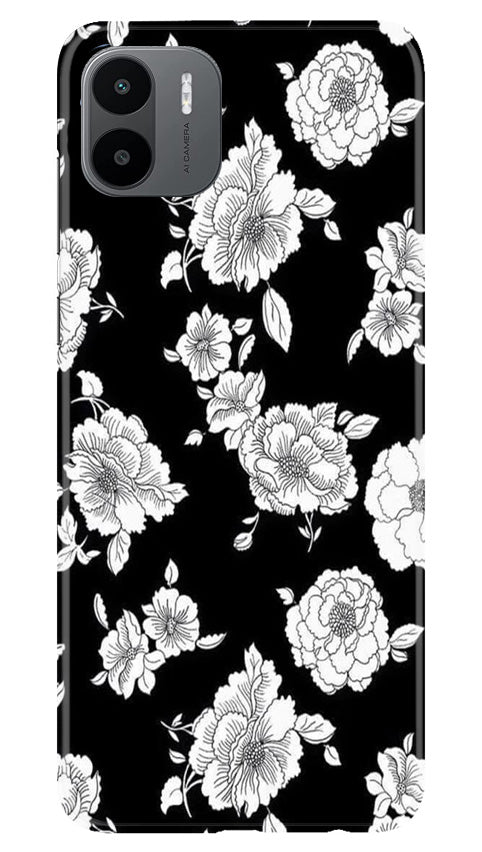 White flowers Black Background Case for Redmi A1