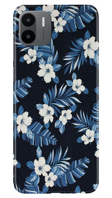 White flowers Blue Background2 Mobile Back Case for Redmi A1 (Design - 15)