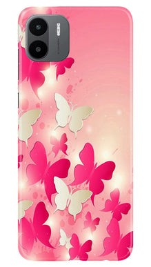 White Pick Butterflies Mobile Back Case for Redmi A1 (Design - 28)