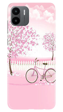 Pink Flowers Cycle Mobile Back Case for Redmi A1  (Design - 102)