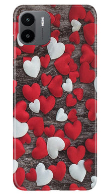 Red White Hearts Mobile Back Case for Redmi A1  (Design - 105)