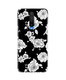 White flowers Black Background Mobile Back Case for Redmi K30 (Design - 9)