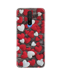 Red White Hearts Mobile Back Case for Redmi K30  (Design - 105)