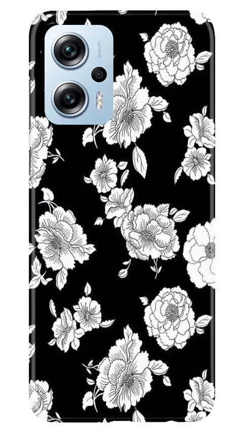 White flowers Black Background Case for Redmi K50i