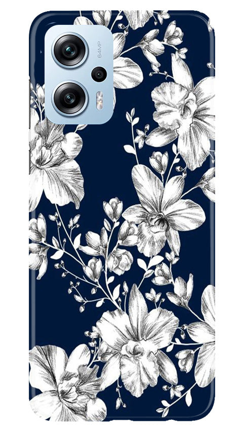 White flowers Blue Background Case for Redmi K50i