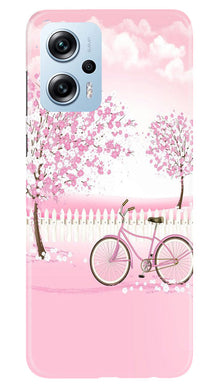 Pink Flowers Cycle Mobile Back Case for Redmi K50i  (Design - 102)