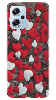 Red White Hearts Mobile Back Case for Redmi K50i  (Design - 105)