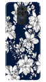 White flowers Blue Background Case for Redmi Note 9