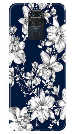 White flowers Blue Background Case for Redmi Note 9