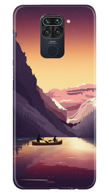 Mountains Boat Mobile Back Case for Redmi Note 9 (Design - 181)