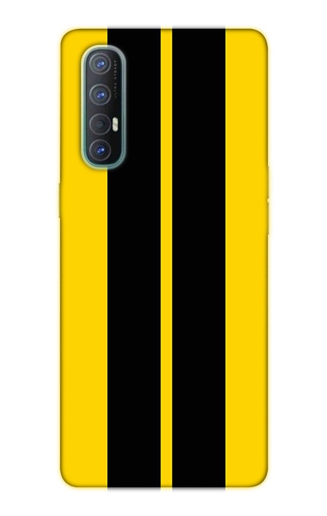 Black Yellow Pattern Mobile Back Case for Oppo Reno3 Pro  (Design - 377)