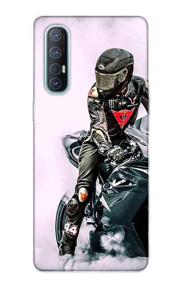 Biker Mobile Back Case for Oppo Reno3 Pro  (Design - 383)