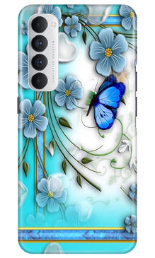 Blue Butterfly Mobile Back Case for Oppo Reno4 Pro (Design - 21)